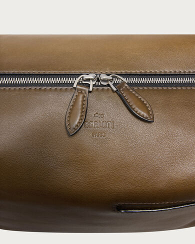 Toujours Soft Zipped Hobo Messenger, Dark Kaki, hi-res