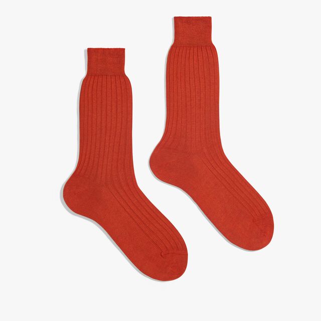 Cotton Ribbed Socks, ORANGE RUST, hi-res 2