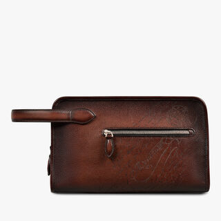 Morning Scritto Leather Toiletry Pouch, SOFT BROWN, hi-res