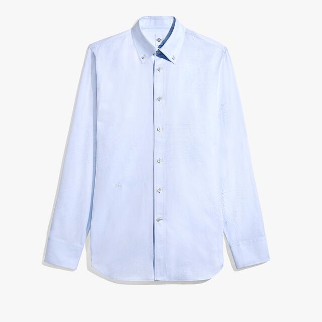 Cotton Scritto Button-Down Collar Shirt, SKY BLUE, hi-res 1
