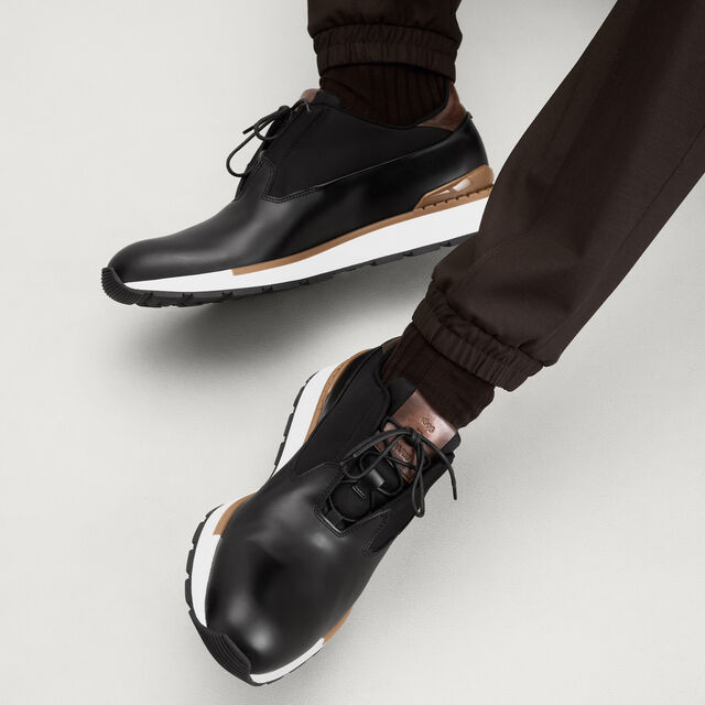 Fast Track Glazed Calf Leather Sneaker, NERO, hi-res 2
