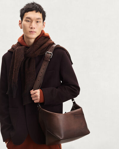 Toujours Soft Zipped Hobo Messenger, Soft Brown, hi-res