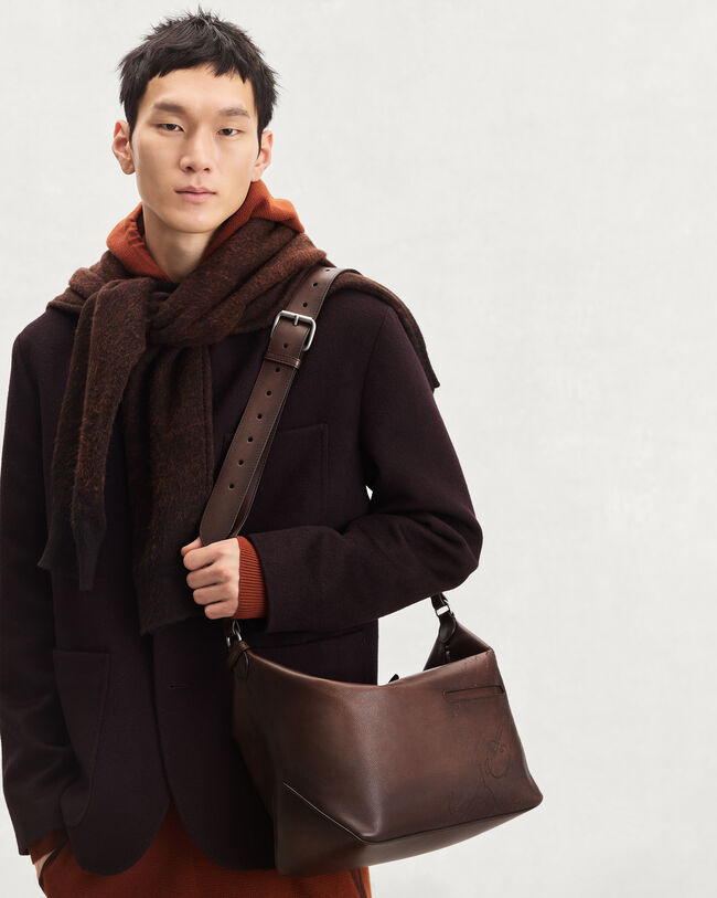 Toujours Soft Zipped Hobo Messenger, Soft Brown, hi-res