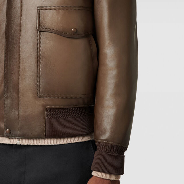Patina Flight Jacket with Shearling Collar, DEEP SEPIA, hi-res 5
