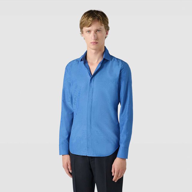 Cotton Silk Scritto Andy Shirt, BLUE HAWAI, hi-res 2