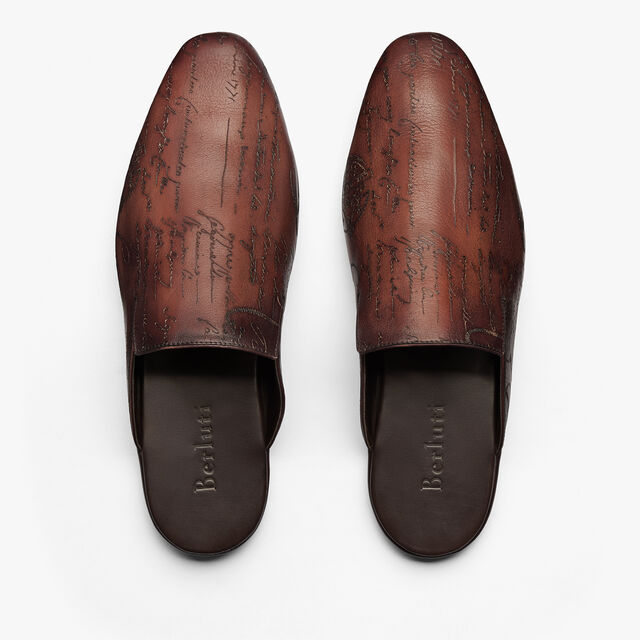 Cyrus Scritto Leather Slipper, TABACCO, hi-res 3