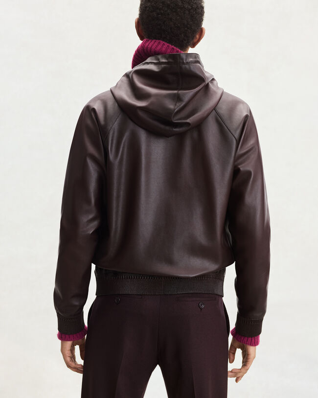 Leather Patina Un Jour Hooded Blouson, Fondant, hi-res