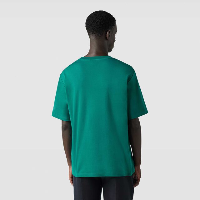 스크리토 자수 T-셔츠, LEISURE VALLEY GREEN, hi-res 3