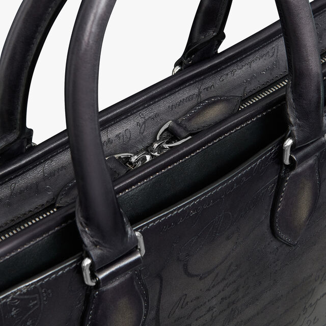 Un Jour Mini Scritto Leather Briefcase, NERO GRIGIO, hi-res 6