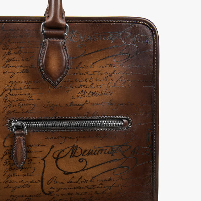Un Jour Mini Scritto Leather Briefcase, CACAO INTENSO, hi-res 5