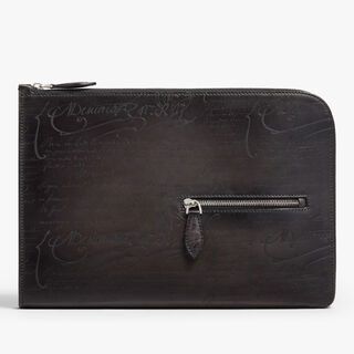 Nino Tgm Scritto Leather Clutch, NERO GRIGIO, hi-res