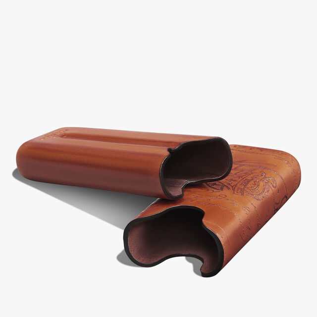 Cigar Case 2 Scritto Leather, ARANCIO VERMIGLIO, hi-res 4