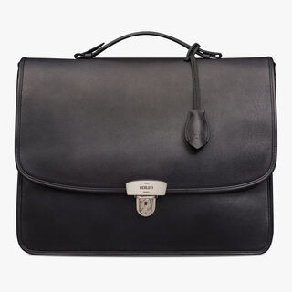 Postino Leather Briefcase, NERO GRIGIO, hi-res