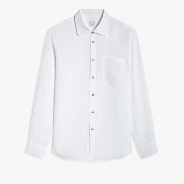 Linen Shirt With Scritto Pocket, PAPER WHITE, hi-res 1