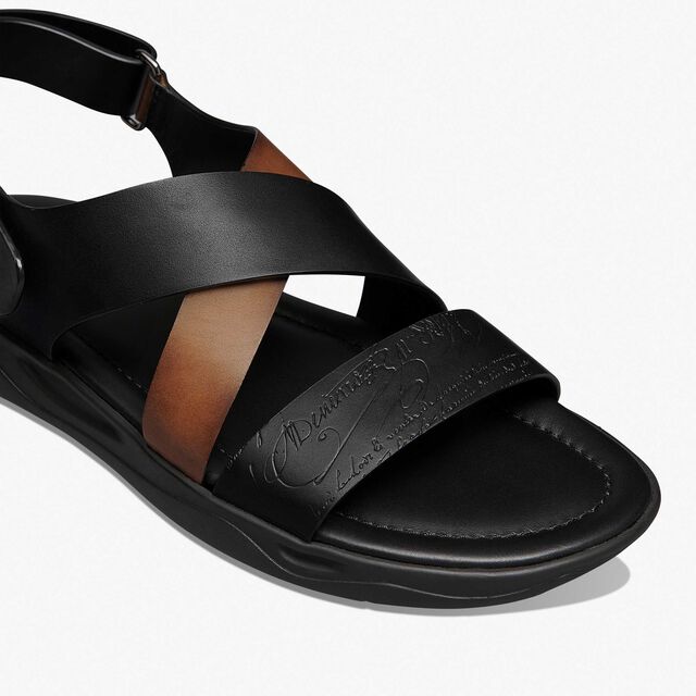 Shadow皮革凉鞋, BLACK + CACAO INTENSO, hi-res 6
