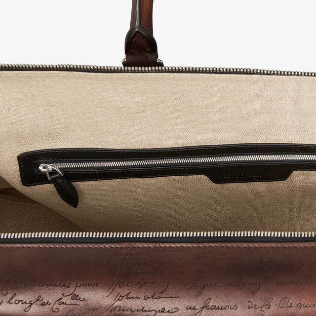 Jour Off MM Scritto Leather Travel Bag, CACAO INTENSO, hi-res 6