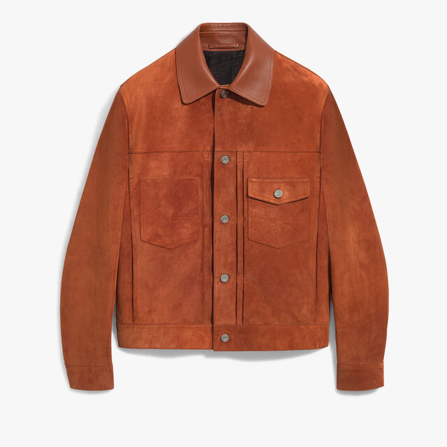 Suede Denim Jacket, ORANGE RUST, hi-res 1