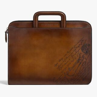 Lift II Scritto Leather Briefcase, CACAO INTENSO, hi-res