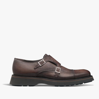 Alessio Scritto Leather Double Monk, SOFT BROWN, hi-res