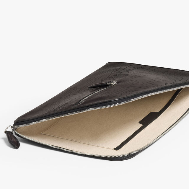Nino Tgm Scritto Leather Clutch, NERO GRIGIO, hi-res 7