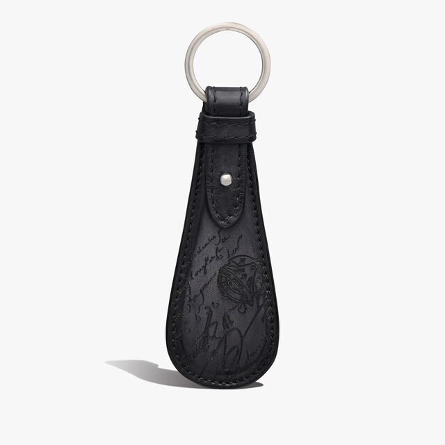 Shoehorn Scritto Leather Key Ring, NERO GRIGIO, hi-res 1