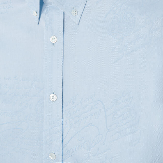 Cotton Scritto Alessandro Buttondown Shirt, SKY BLUE, hi-res 2