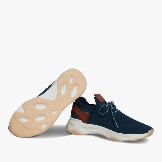 Shadow Cashmere And Leather Sneaker, NAVY, hi-res 4