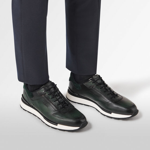 Fast Track Venezia Calf Leather Sneaker, NERO VERDE, hi-res 7