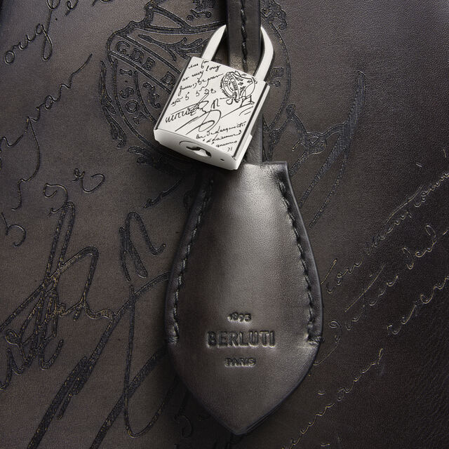 E'Mio Scritto Leather Briefcase, NERO GRIGIO, hi-res 10