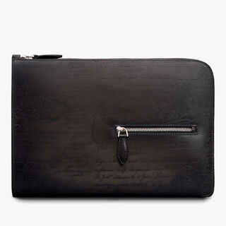 Nino TGM Scritto Leather Clutch, NERO GRIGIO, hi-res