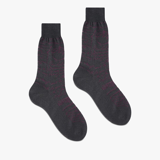 Cotton Scritto Socks, ANTHRACITE, hi-res 2