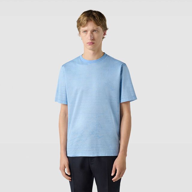 T-Shirt En Jacquard Scritto, PALE BLUE, hi-res 2