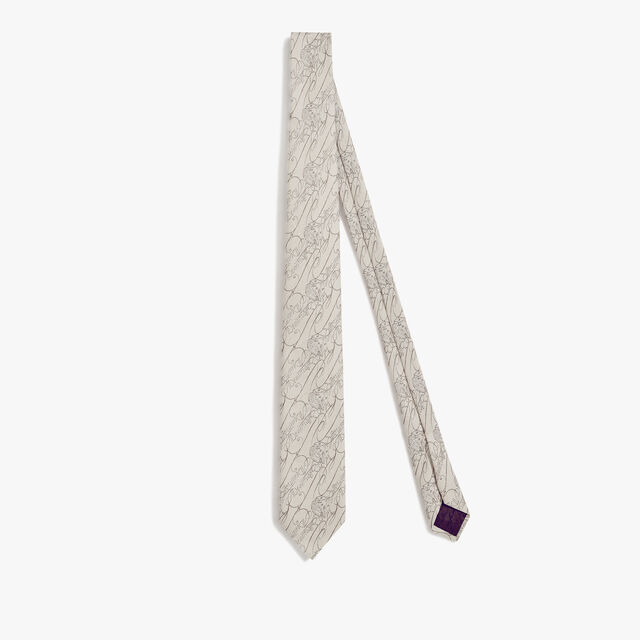 Herringbone Scritto Marbeuf Tie, NATURAL BEIGE, hi-res 1