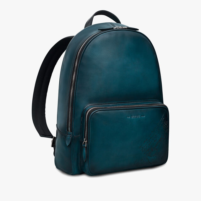 Time Off Scritto Leather Backpack, STEEL BLUE, hi-res 2