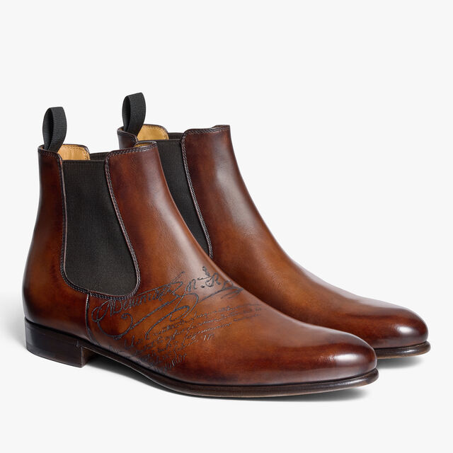 Cursive Galet Scritto Leather Boot, EBANO, hi-res 4