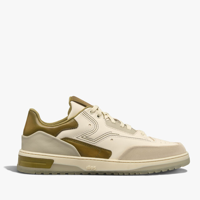 Playoff Leather Sneaker, OFF-WHITE+ACID GREEN, hi-res 1