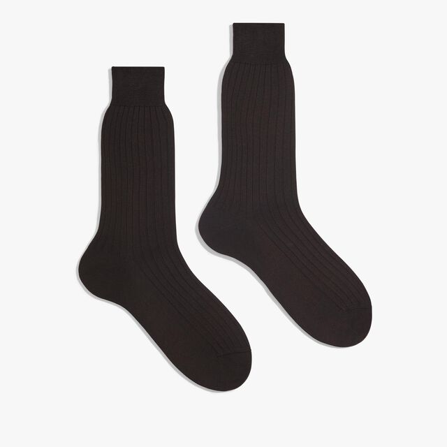 Cotton Ribbed Socks, EQUINOX BROWN, hi-res 4
