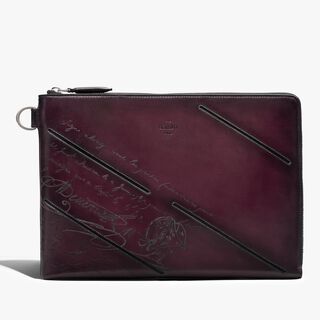 Nino GM Scritto Leather Clutch, GRAPES, hi-res