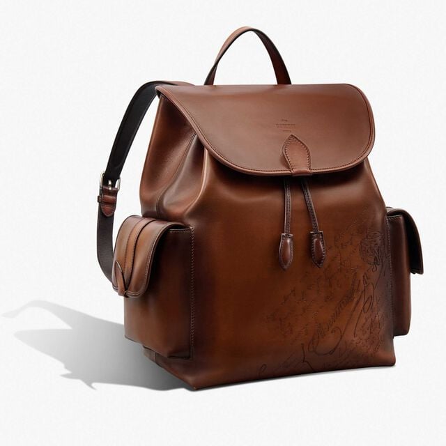 Horizon Scritto Leather Backpack, CACAO INTENSO, hi-res 3