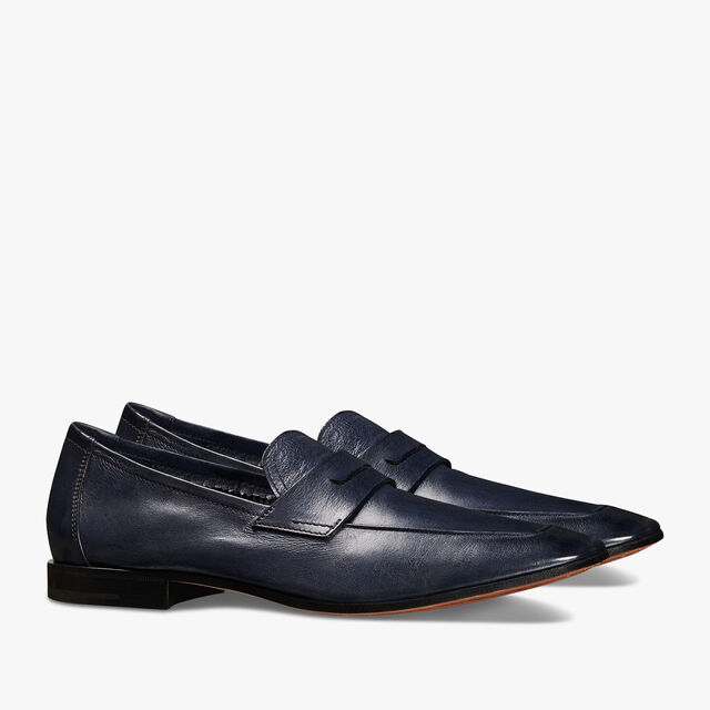 Lorenzo Rimini袋鼠皮乐福鞋, NAVY BLUE, hi-res 2