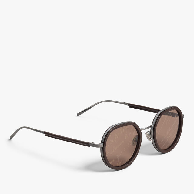 Centaury Metal And Leather Sunglasses, BROWN + BROWN SCRITTO, hi-res 2