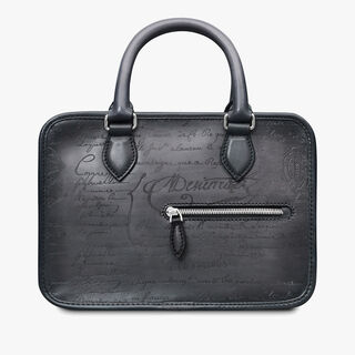 Un Jour Gulliver Scritto Leather Briefcase, LIGHT ALUMINIO, hi-res