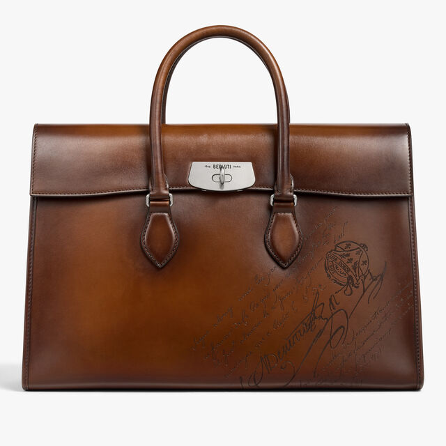 E'Mio Scritto Leather Briefcase, CACAO INTENSO, hi-res 1