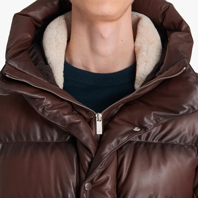 Patina Leather Down Jacket, EQUINOX BROWN, hi-res 4