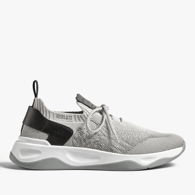 Shadow Scritto Knit And Lagoon Calf Sneaker, GRADIANT DARK GREY, hi-res 1