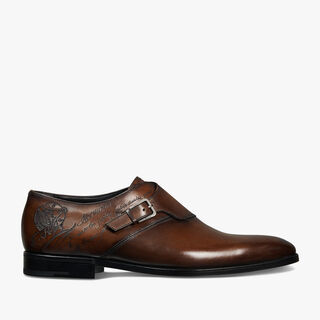 Scars Démesure Scritto Leather Monk Shoe, BRUN, hi-res