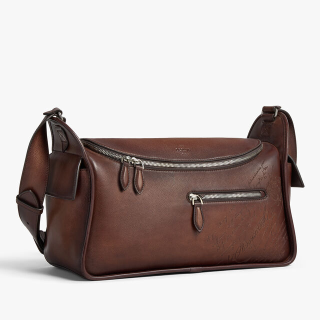 Périple Barrel Bag In Scritto Leather, SOFT BROWN, hi-res 5