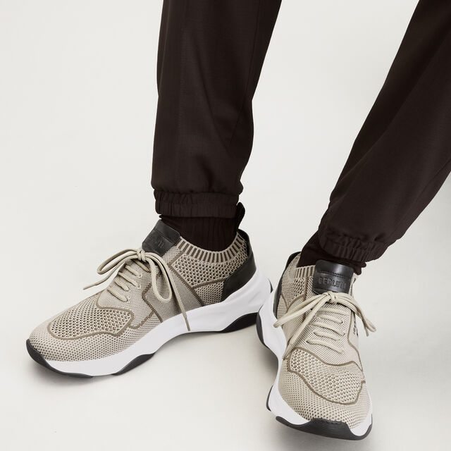 Shadow Knit And Leather Sneaker, SAND, hi-res 2