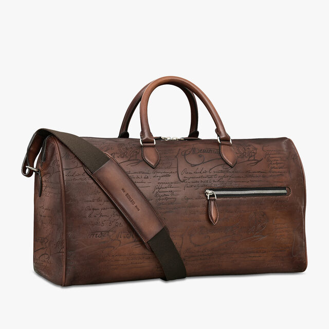 Jour Off MM Scritto Leather Travel Bag, CACAO INTENSO, hi-res 2