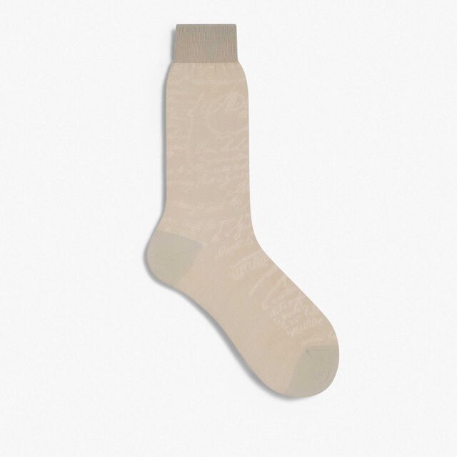 Cotton Scritto Socks, ECRU, hi-res 1